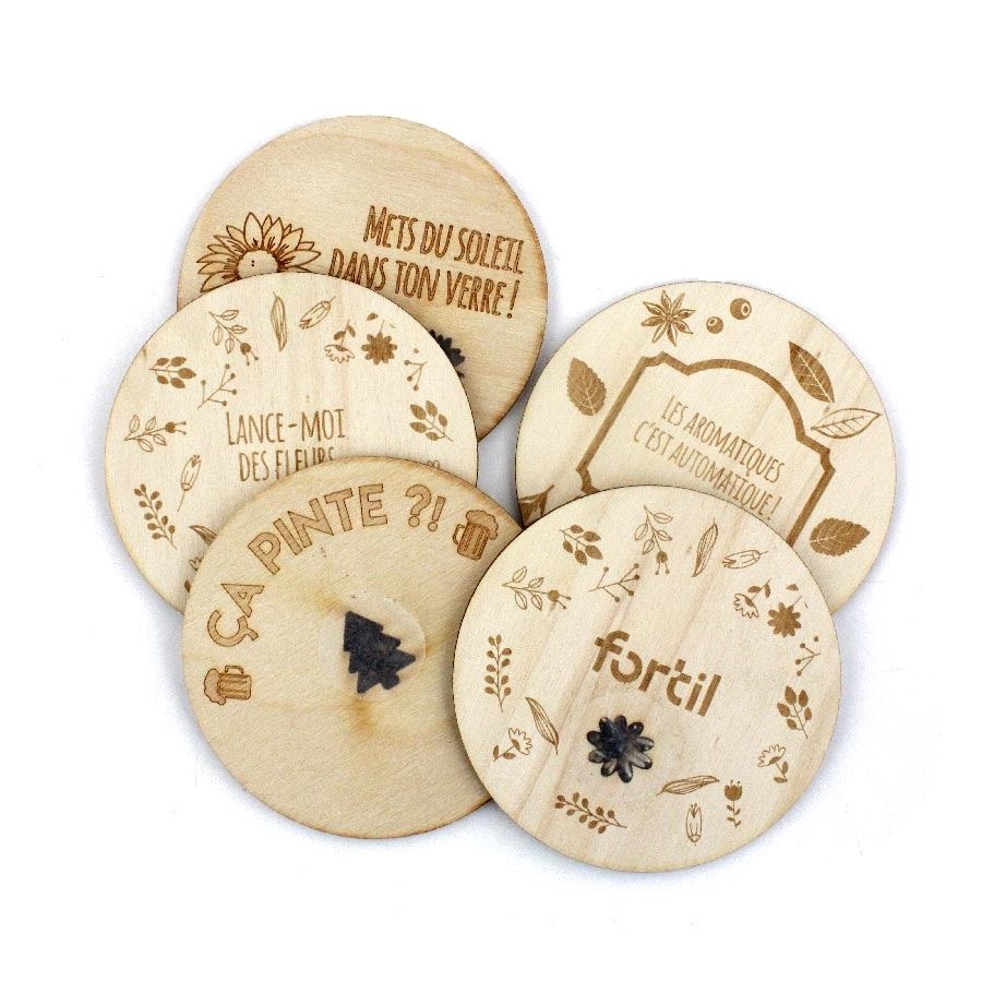 Sous bock bois avec pastille en amidon à planter -