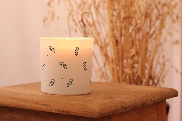 Bougie artisanale en verre blanc mat - 180 gr - 2