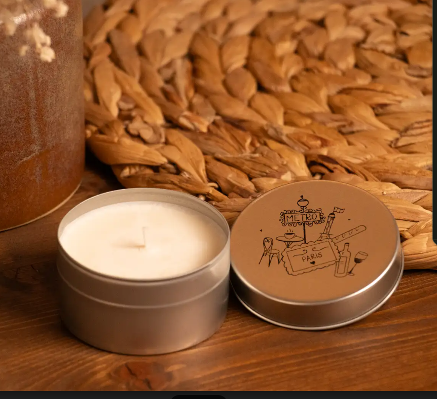 Bougie artisanale dans une boite métal - 70gr -