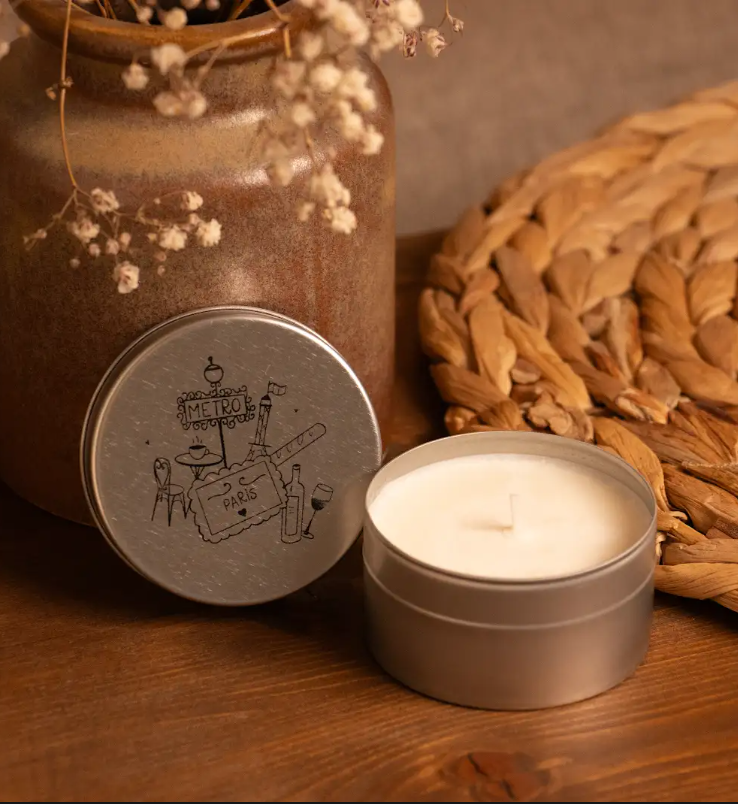 Bougie artisanale dans une boite métal - 70gr -