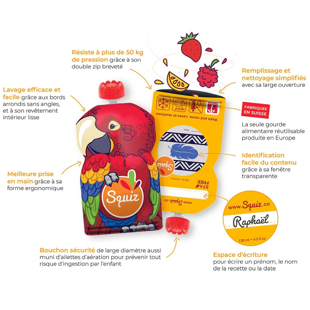 Gourde réutilisable avec zip hermétique - Squiz -