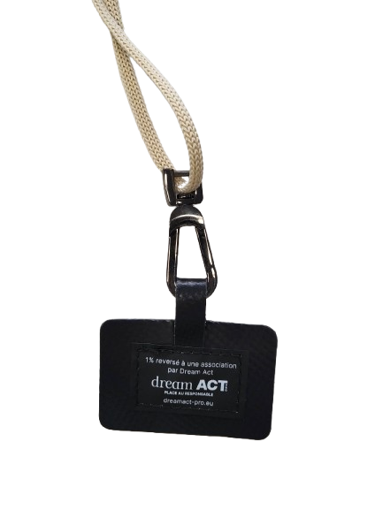 Cordon téléphone avec mousqueton en toile recyclée -