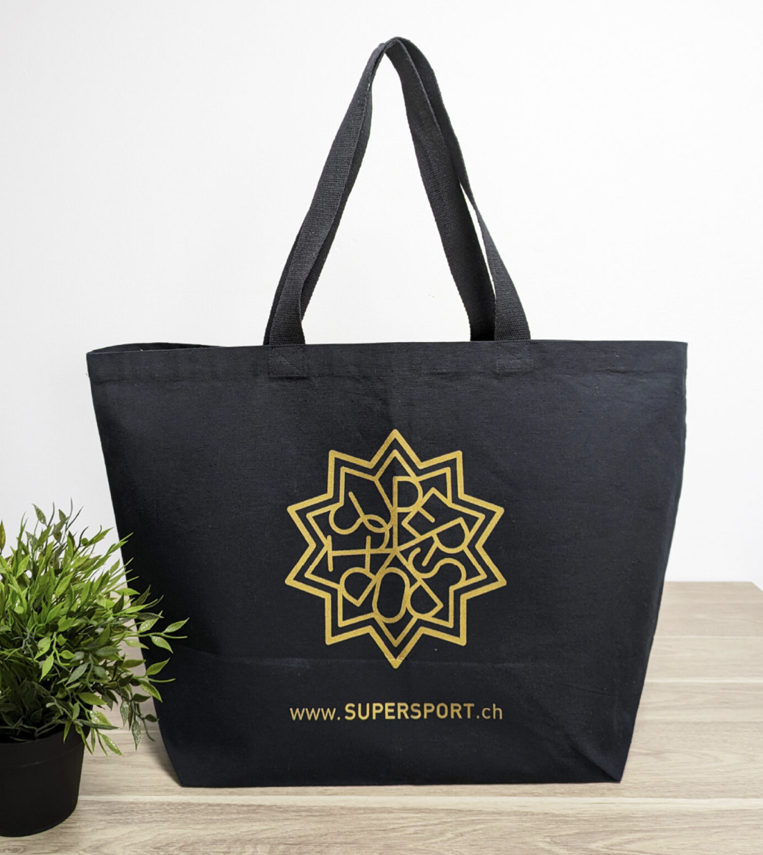 Cabas XL noir made in France en coton bio et recyclé - Cécile  - 2