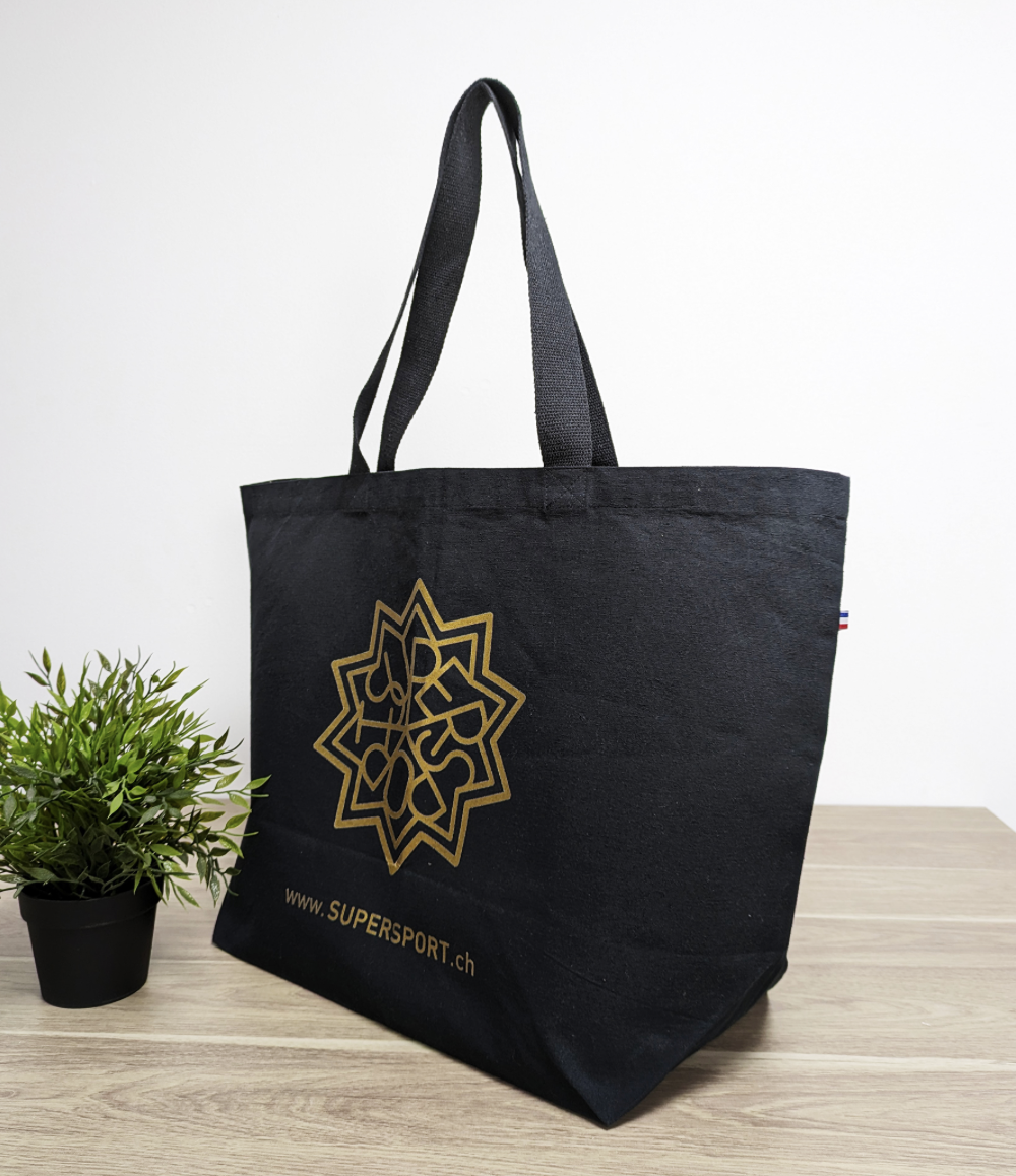 Cabas XL noir made in France en coton bio et recyclé - Cécile  - 3