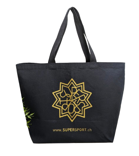 Cabas XL noir made in France en coton bio et recyclé - Cécile 