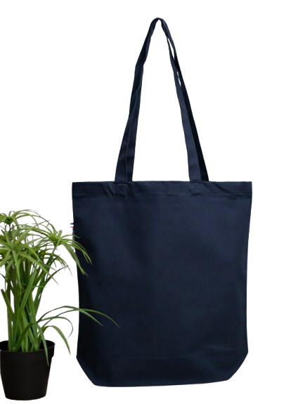 Cabas bleu marine Cécile M Made in France en coton bio et recyclé 
