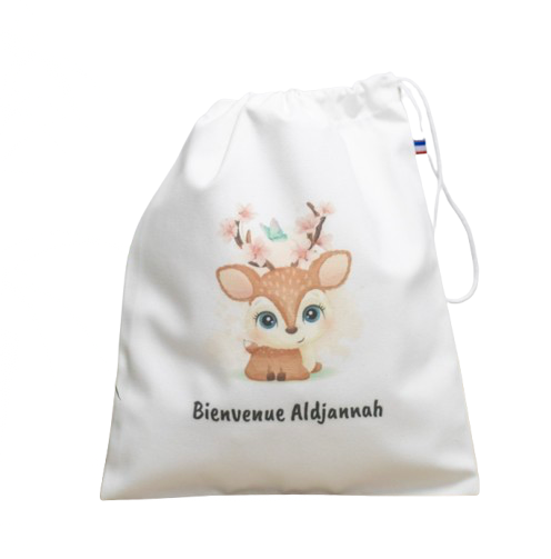 Pochon M blanc marine en coton bio et recyclé Origine France Garantie - Audrey