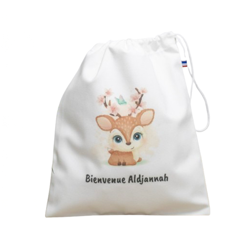 Pochon M blanc marine en coton bio et recyclé Origine France Garantie - Audrey