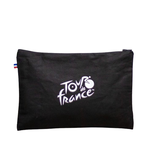 Trousse M noir en coton bio et recyclé Origine France Garantie - Sylvie 