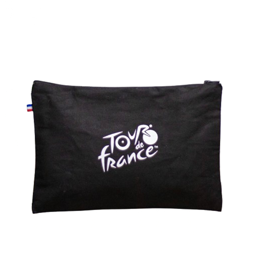 Trousse M noir en coton bio et recyclé Origine France Garantie - Sylvie 