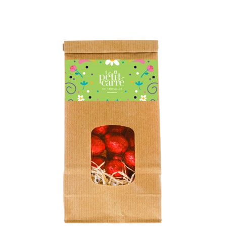 Sachet 100g oeufs chocolat noir fourré au praliné