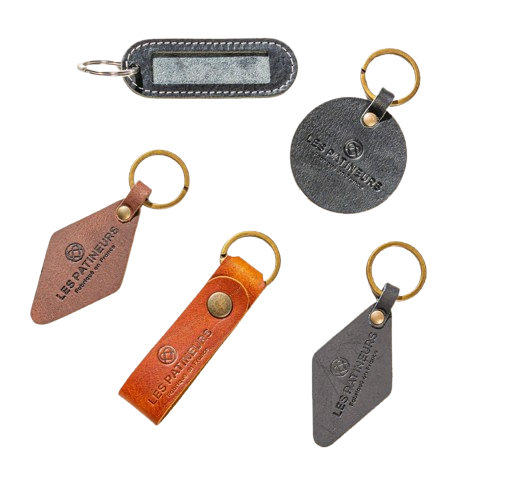Porte-clés en cuir upcyclé sur mesure 