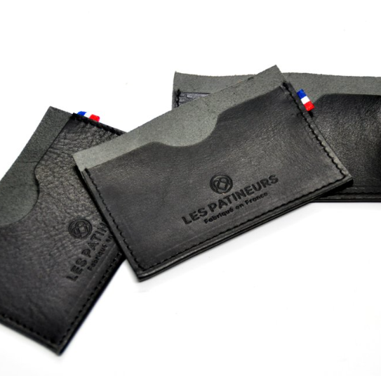 Porte-cartes 1 ou 2 poches en cuir upcyclé sur mesure - 2
