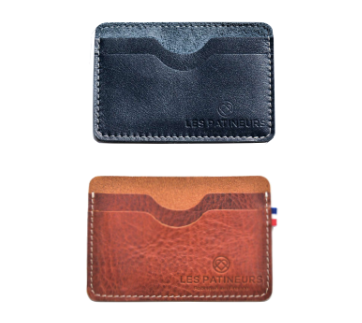 Porte-cartes 1 ou 2 poches en cuir upcyclé sur mesure - 4