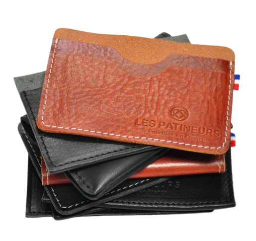 Porte-cartes 1 ou 2 poches en cuir upcyclé sur mesure