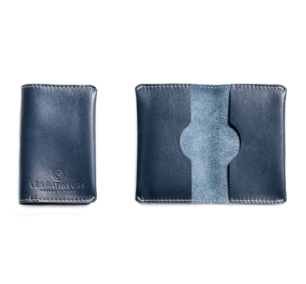 Porte-cartes double 2 ou 4 poches en cuir upcyclé sur mesure - 5