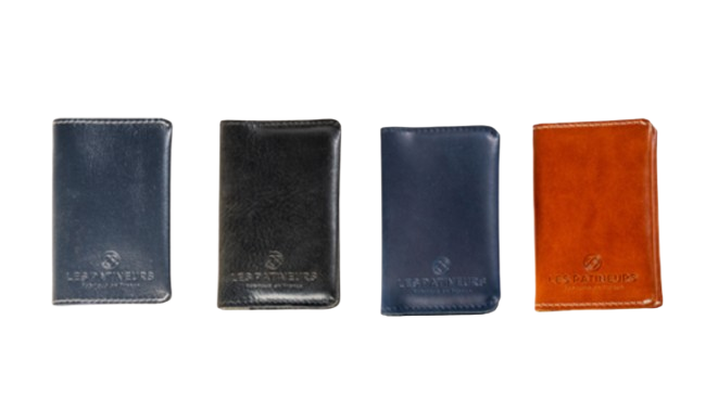 Porte-cartes double 2 ou 4 poches en cuir upcyclé sur mesure - 3
