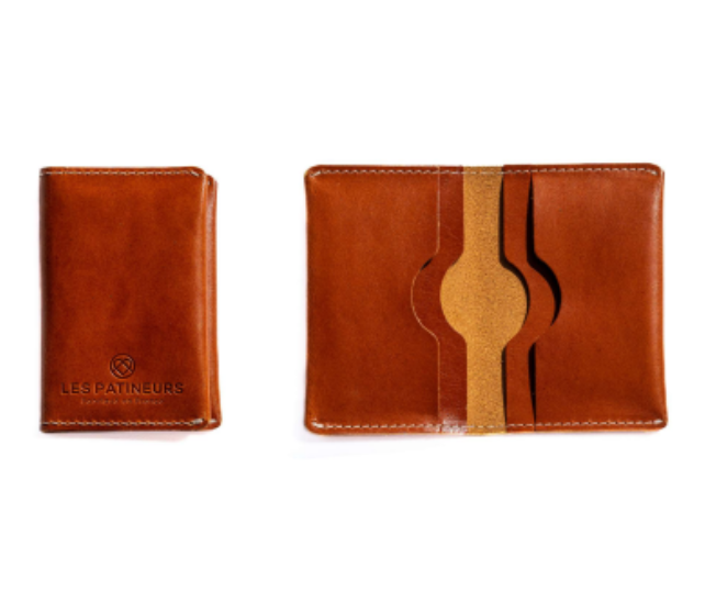 Porte-cartes double 2 ou 4 poches en cuir upcyclé sur mesure