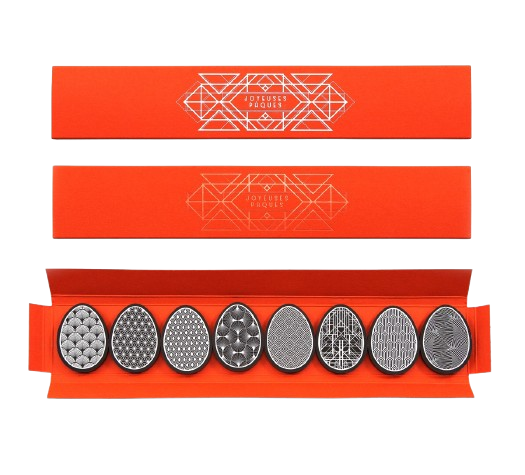 Étui fourreau de 8 œufs en chocolat noir personnalisable