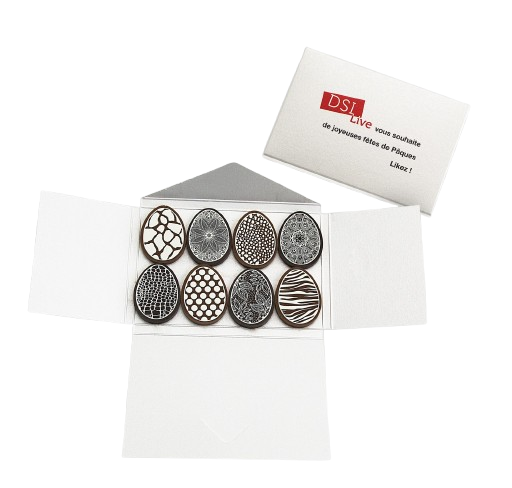 Coffret de 8 œufs en chocolat noir personnalisable