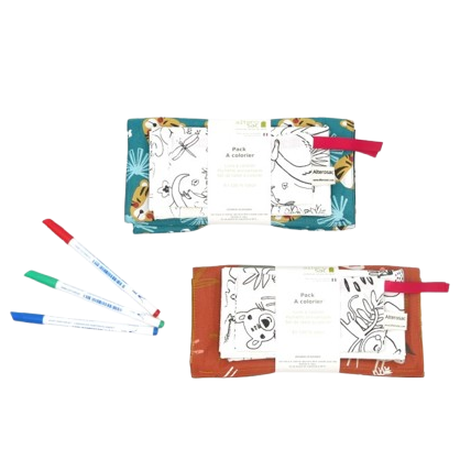 Kit coloriage réutilisable : set de table, livre et pochette anniversaire