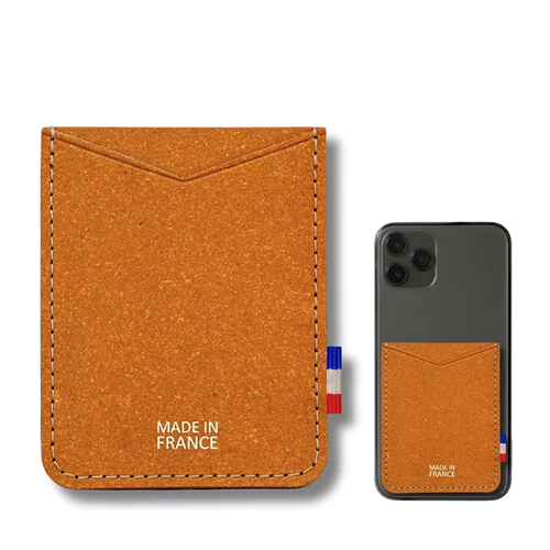 Porte-cartes adhésif pour smartphone en cuir recyclé made in France