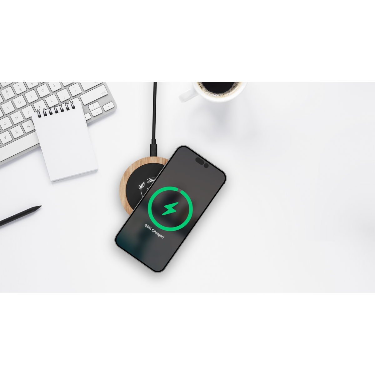 Chargeur à induction 15W en bois de chêne français -