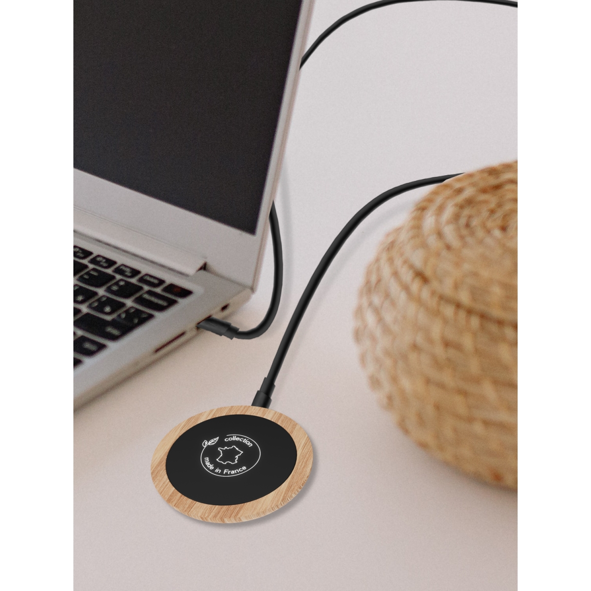 Chargeur à induction 15W en bois de chêne français -