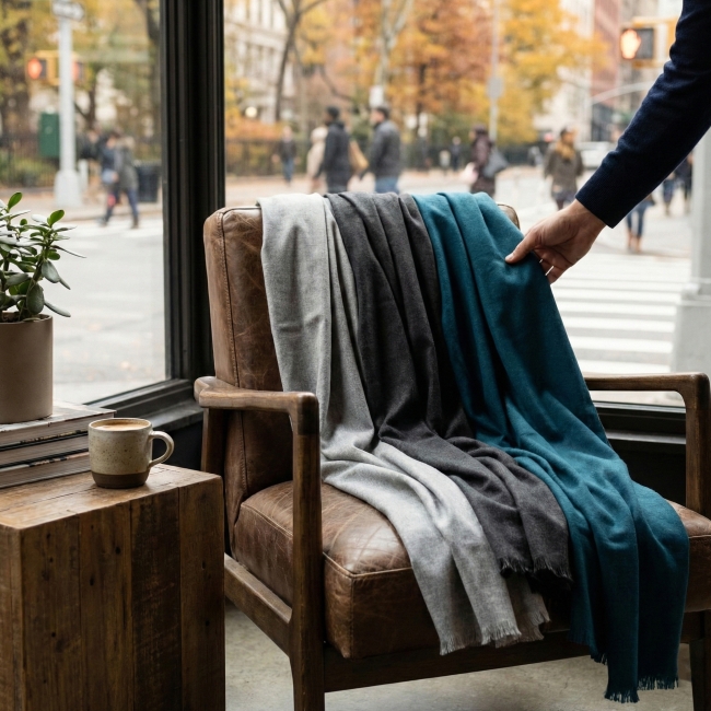 Plaid frangé en tissage jacquard 100% personnalisable - 2