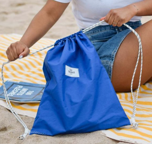 Sac à dos pochon en voile de bateau upcyclée  - 2