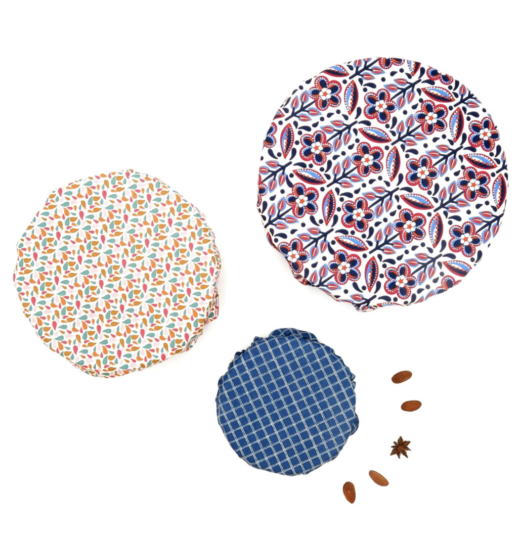 Recouvre bol ou plat en coton enduit réutilisable