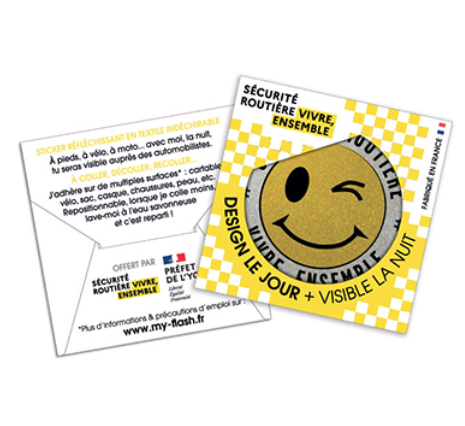 Auto-collant connecté en textile réfléchissant réutilisable Made in France - 2