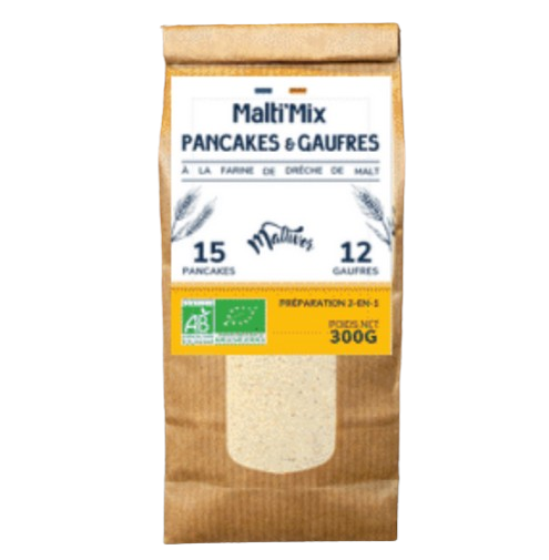 Préparation pancakes/gaufres à la farine de drêche de Malt bio