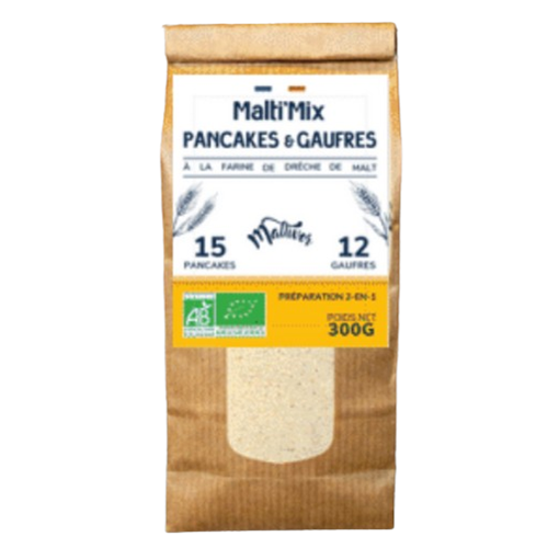 Préparation pancakes/gaufres à la farine de drêche de Malt bio