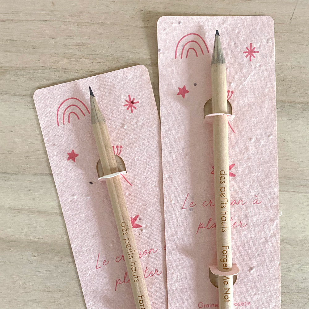 Crayon et marque page en papier ensemencé à planter -