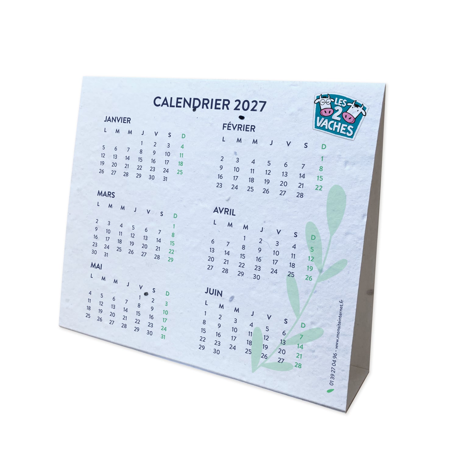 Calendrier chevalet à planter en papier ensemencé
