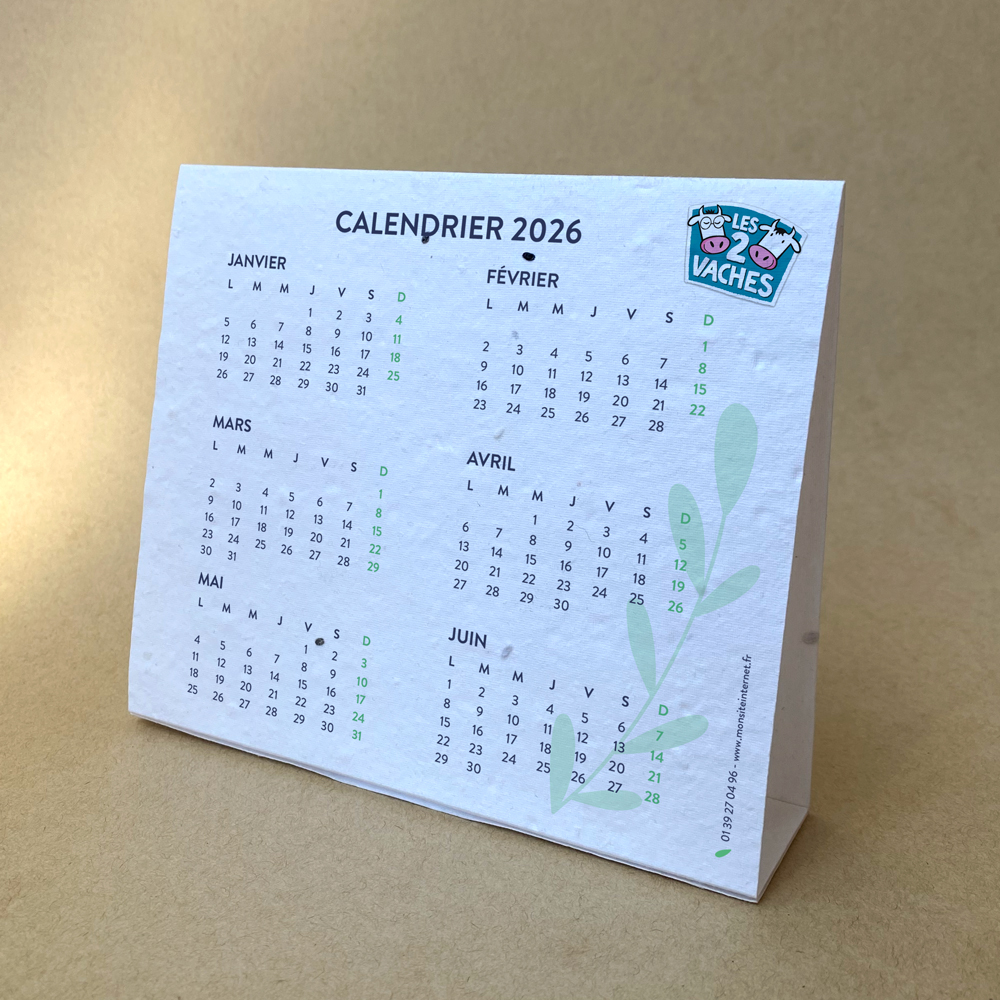 Calendrier chevalet à planter en papier ensemencé -