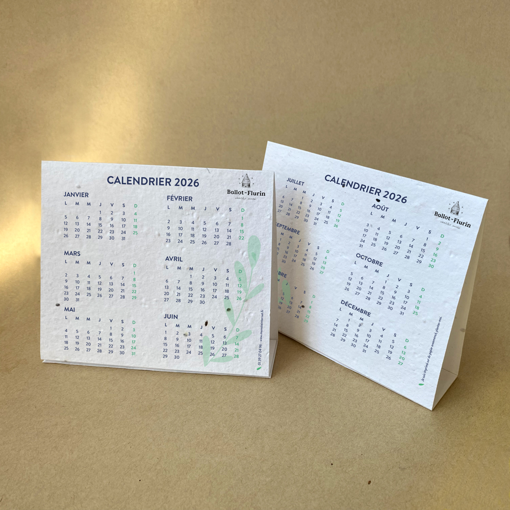 Calendrier chevalet à planter en papier ensemencé -
