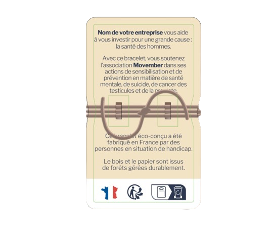 Bracelet en bois Movember en forme de moustache - 2