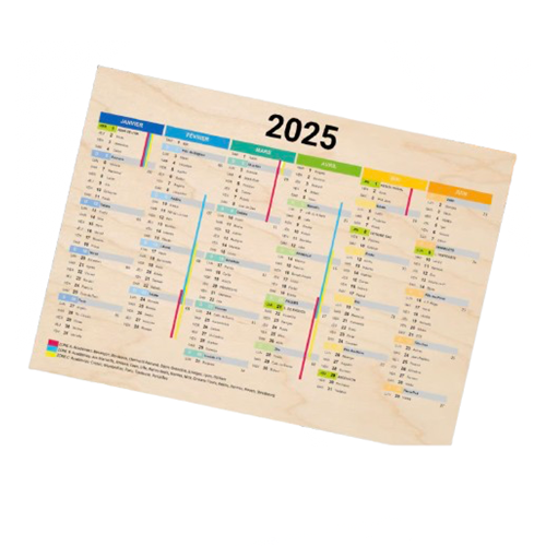 Calendrier sous main/mural en bois made in France
