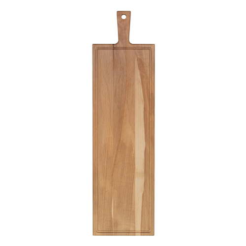 Planche rectangulaire en bois d'hêtre avec poignée en cuir
