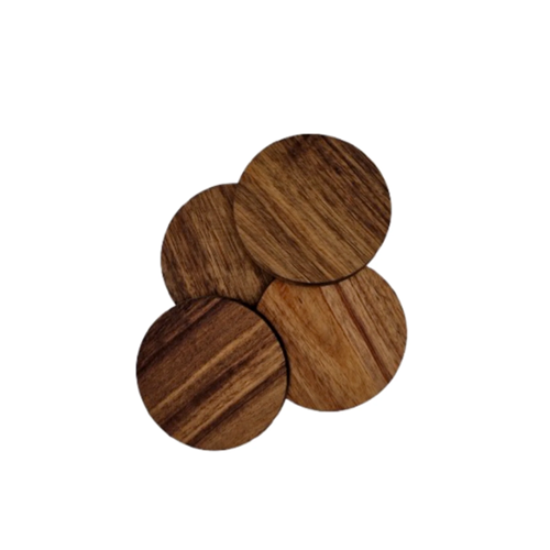 Ensemble de 4 dessous de verre rond en bois d'acacias