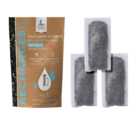 Filtres au charbon actif végétal pour gourdes et carafe made in France