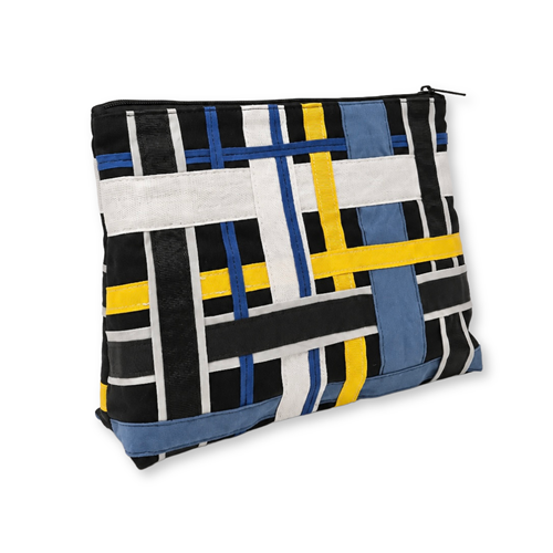 Trousse plate en tissu upcyclé made in France