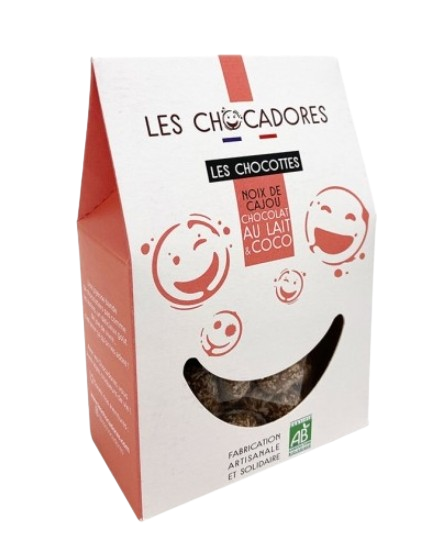 Noix de cajou enrobées de chocolat bio faites dans un ESAT lyonnais, 130g