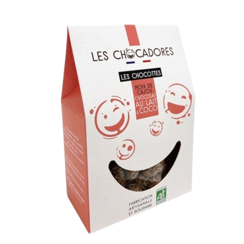 Noix de cajou enrobées de chocolat bio faites dans un ESAT lyonnais, 130g