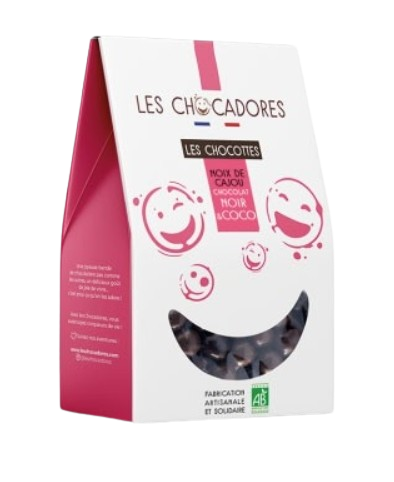 Noix de cajou enrobées de chocolat bio faites dans un ESAT lyonnais, 130g - 2
