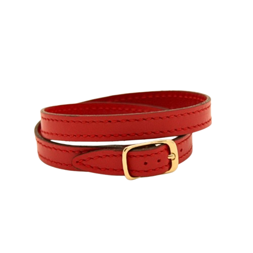 Bracelet en cuir véritable double tour, fait main dans le Rhône
