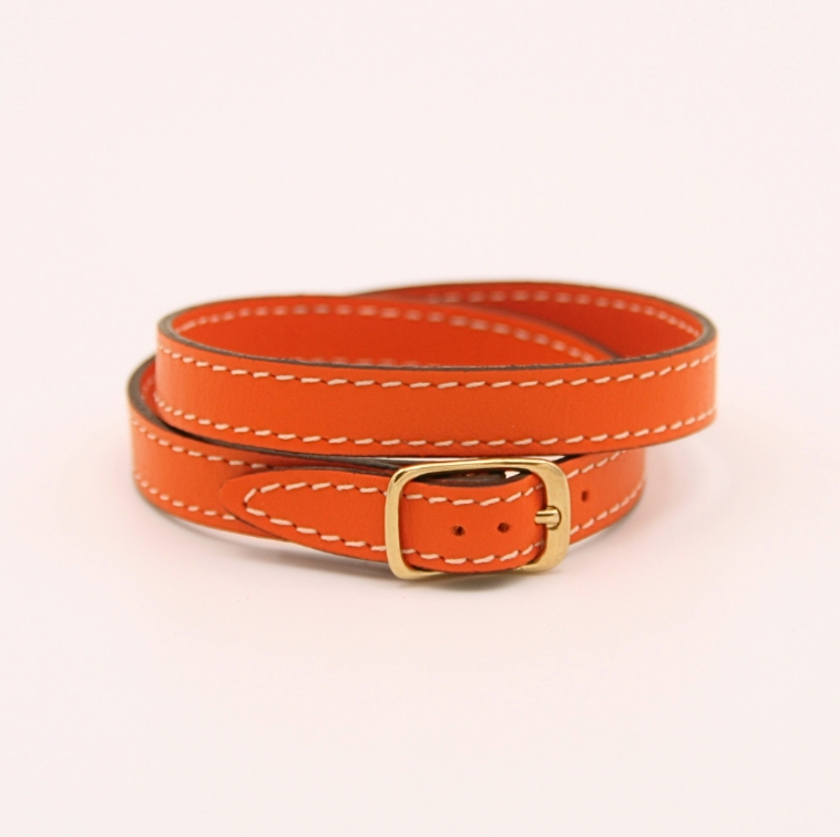 Bracelet en cuir véritable double tour, fait main dans le Rhône - 5