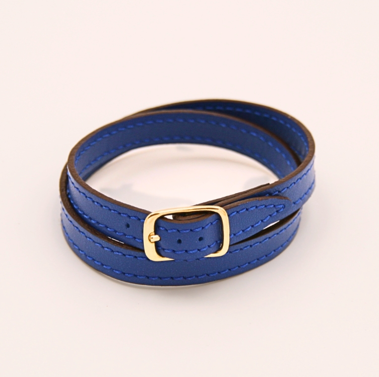 Bracelet en cuir véritable double tour, fait main dans le Rhône - 7